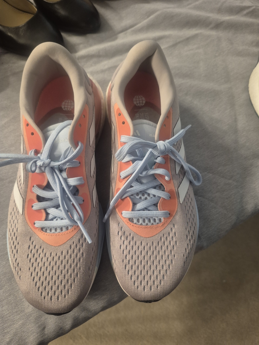 Women's Light Blue and Coral Breathable Running Sneakers